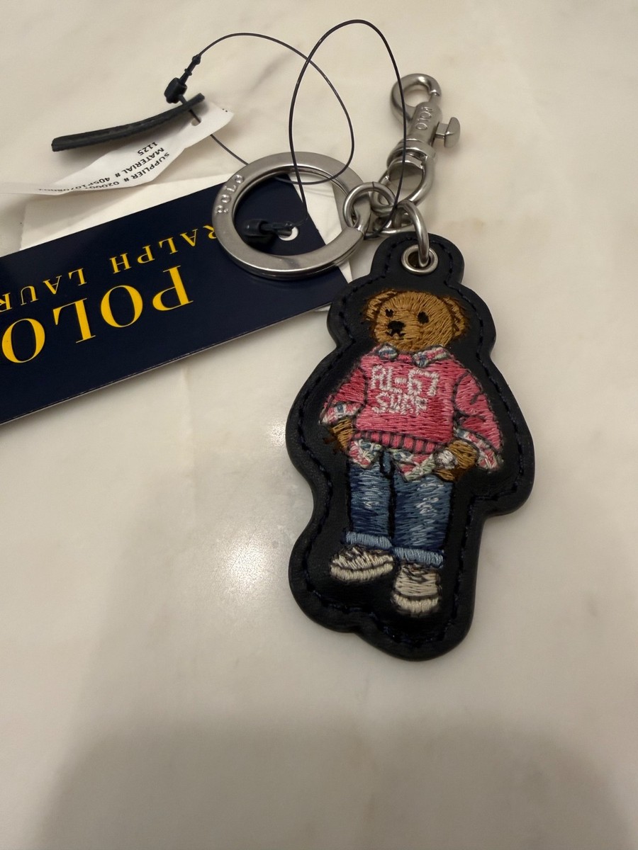 NEW Polo Ralph Lauren RL-67 SURF BEAR - LEATHER Key Ring Keychain