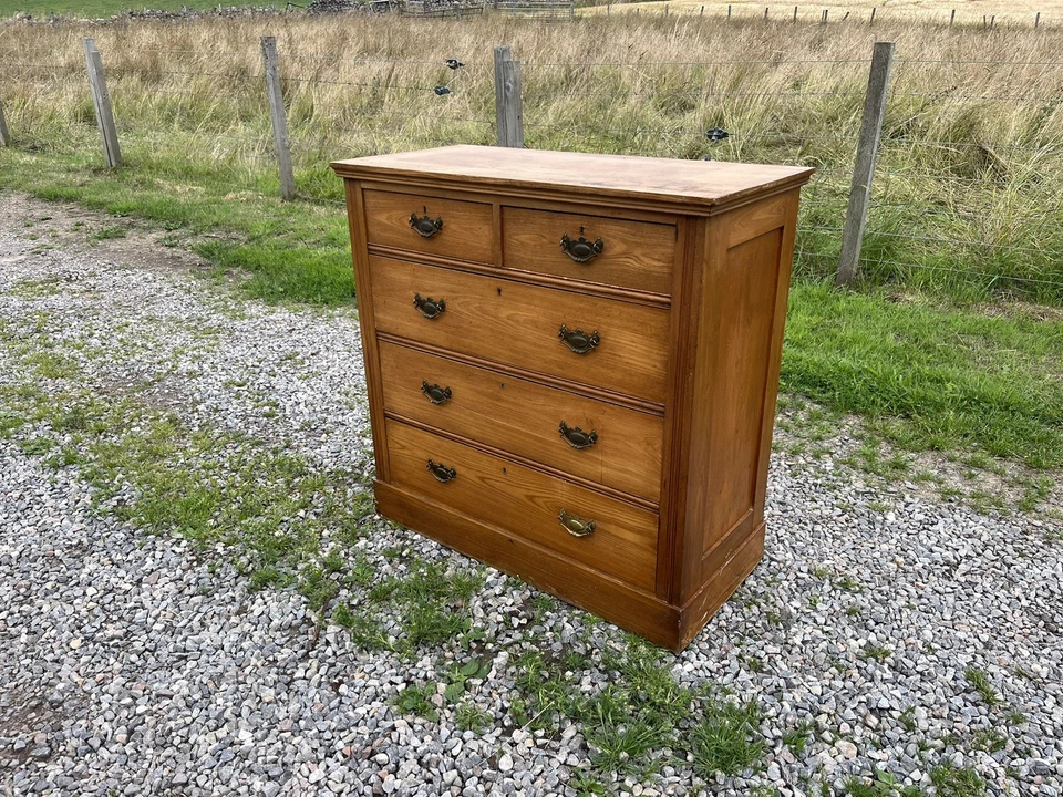Edwardian Ash Chest of Drawers / Vintage Ash Chest / Rustic Ash Chest - Image 2 of 4