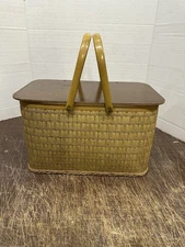 VINTAGE REDMON YELLOW PICNIC BASKET 