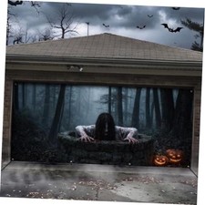 Halloween Garage Door Cover Decoration, 16 x 7 ft