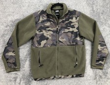 The North Face Jacket Boys Large Green Camo Fleece Full Zip Outdoor Hiking