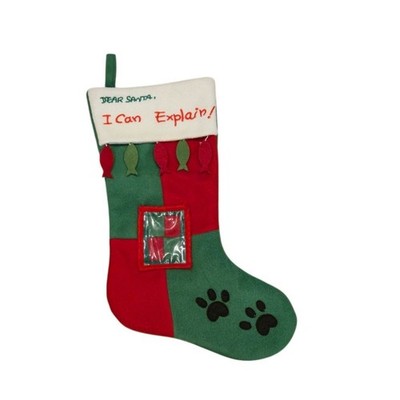 Vintage Christmas photo stocking for Pet ''Santa I can explain''  felt dog or cat