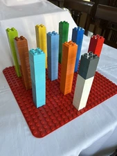 Vintage LEGO DUPLO Red Base Plate Board 24x24 + 100 pcs 2 X 2 Blocks Asst Colors