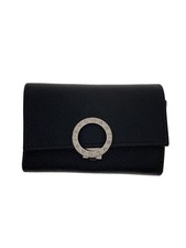 BVLGARI Key Case Leather BLK Men's