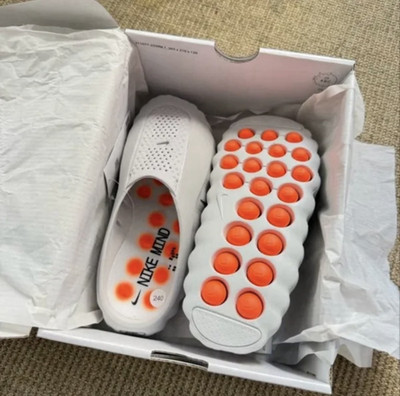 Nike Mind Men's Slide Sandals White/Orange Slip-On ALL SIZES AVAILABLE