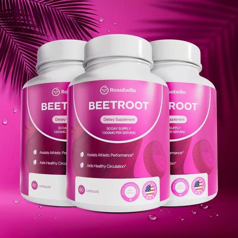 3 Pack of Rosabella Organic Beetroot Capsules (1300mg) for Blood Flow & Heart He