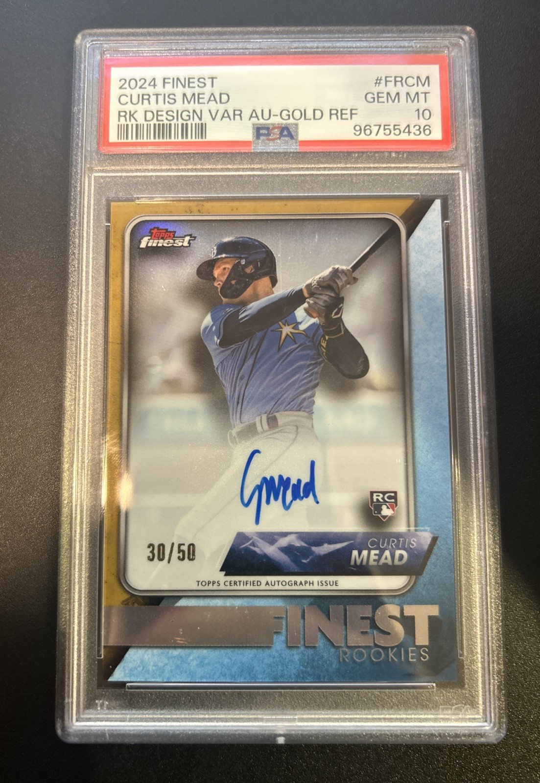 2024 Topps Finest Curtis Mead Finest Rookies Gold Auto /50 RC PSA 10 Gem Mint