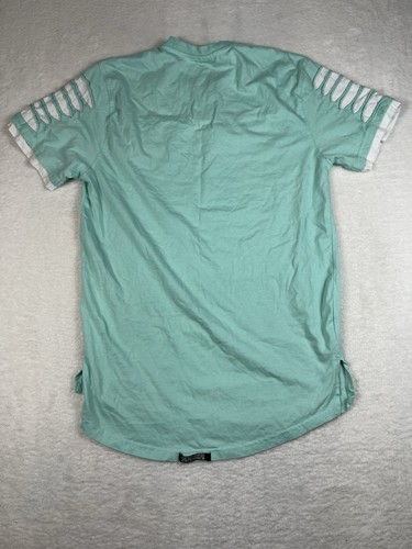 T-shirt Switch Remarkable retrò taglio rasoio verde acqua taglia XL bianca a righe ~ cotone - Foto 5 di 6