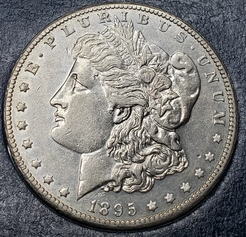 1895-O Morgan Silver Dollar AU+ Beautiful Old Album coin