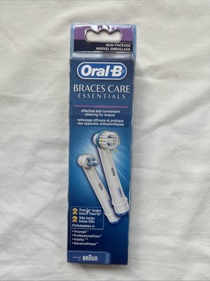 New * Genuine Oral-B Braces Care Essentials  2 PowerTip Brushes 2 Ortho Brushes