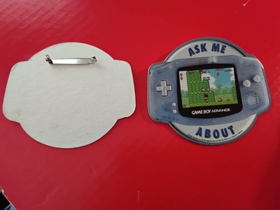 2001 ''Ask Me About'' Nintendo Game Boy Advance Console System Promo Pinback , nvr