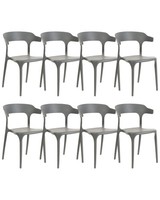 Indoor Und Outdoor Stuhl 8Er Set Kunststoff Grau Stapelbar Skandi Modern Gubbio