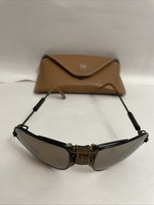 Vintage Swiss Army Brand 4000 Aviator Sunglasses Leather Accents 1980 s