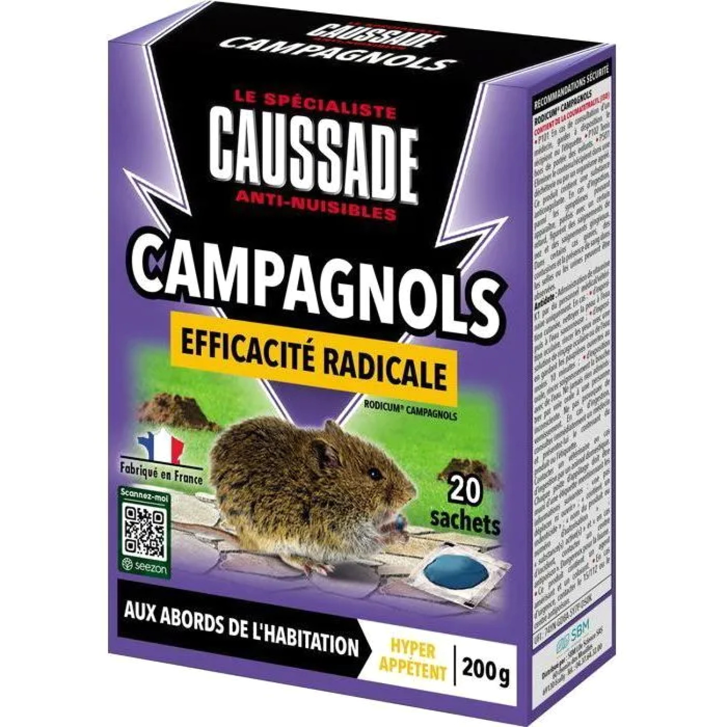 Appât Pâte Anti Campagnols Puissant CAUSSADE formule haute appétence