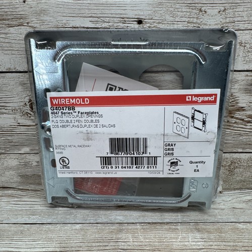 Wiremold G4047BB Two Gang Two Duplex Openings Faceplate Color: Gray **SEALED** - 第 2/5 張圖片