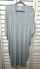 Barefoot Dreams Luxe Milk Jersey Caftan Dress Dolman Sleeve One Size Petite Blue