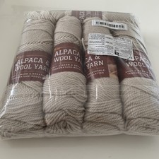 Alpaca Wool Yarn 5 x 100g Chunky Beige 75% Alpaca 25% Wool Knitting Crochet DK 