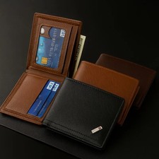 Leather Men Short Wallet Thin Style Folding Young Men Credit Card Holder Wallet