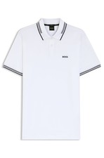 NWT Hugo Boss Polo Shirt Men Medium White Premium Stretch Athleisure Embroidered