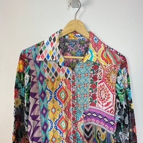 Shana Patchwork Boho Button Down Long Sleeve Shir… - image 3