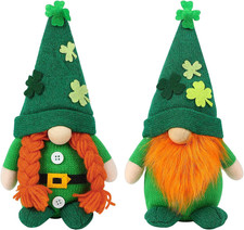 2 Pack St Patrick'S Day Gnomes Plush Decorations  Green Irish Lerechaun Tomte Elf