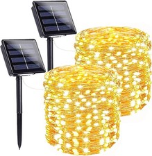 Solar Lichterkette 12M 120 LED Kupferdraht 8 Modus Au&szlig;en Wass