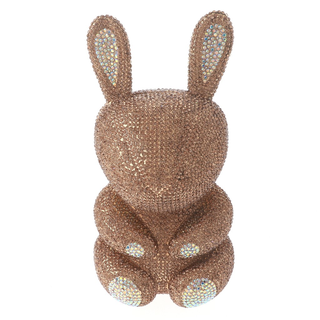 Gold Tone Alloy Metal Rhinestone Crystal Clutch Evening Bag HB6300-BRW