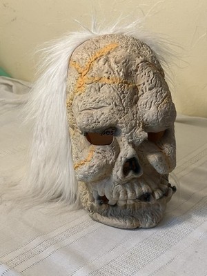 Tales From The Crypt Zombie Scary Latex Old Crazy Man Halloween Mask White Hair