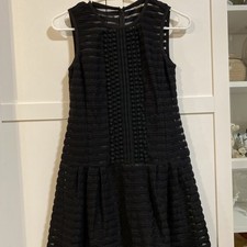 Nanette Lepore Black Textured Sleeveless Dress Size 2 Retro Boho Chic Style