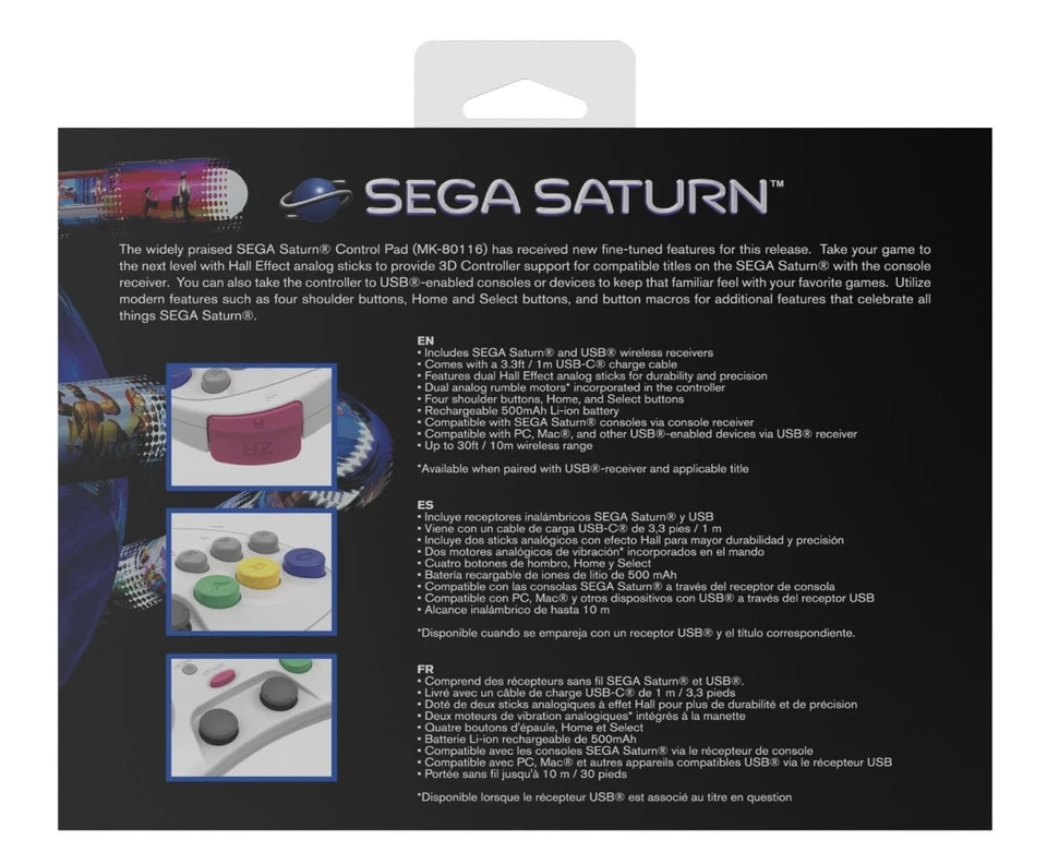 Retro-Bit - Controlador SEGA Saturn Pro, inalámbrico, compatible con... - Imagen 3 de 4