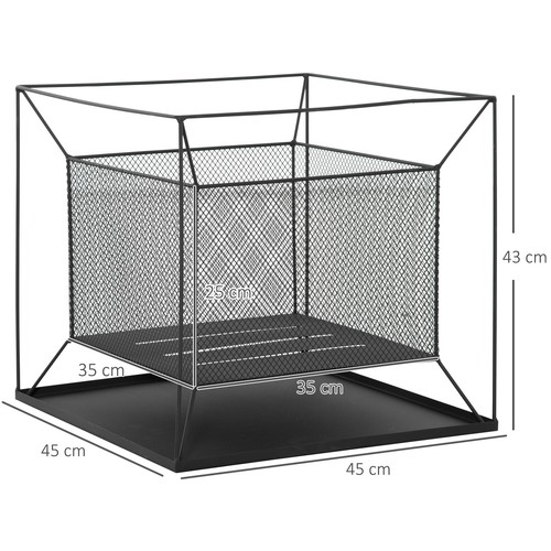 Outsunny Braciere da Giardino a Legna Portatile con Attizzatoio Nero - Foto 4 di 10