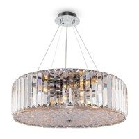 HäNgeleuchte Rund Chrom Ø 53 Cm Art DéCo Kristall 8X E27 HäNgelampe Esstisch