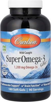 Carlson - Super Omega-3 Gems, 1200 mg Omega-3s, Cardiovascular Support, Brain