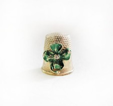 Nice Vintage Jeweled Four Leaf Clover Number 10 Sewing Thimble