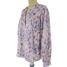 Rails Fable Cotton Ikat Blouse Womens M Purple Pink Long Sleeve Cotton Tunic