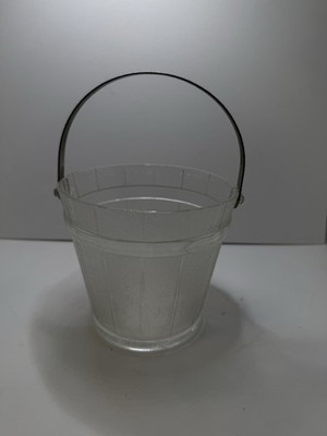 Vintage Small Glass Ice Bucket With Hammered Metal Handle And Accents H 5  W5.5 