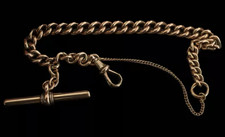 9ct Gold Antique/Vintage Curb link Bracelet with T-Bar 20.45g