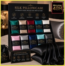 2 Pack 100 Satin Silk Pillowcase for Hair and Skin, With Hidden Zipper NEW USA