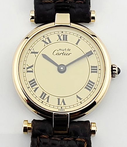 Beautiful 24mm Must de Cartier Vendome Vermeil 590004 - No Box or Papers