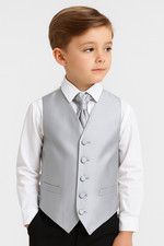 Boys Plain Satin Page boy Wedding Waistcoat Cravat Vest Set Age 1 to 15 PRP 19.9