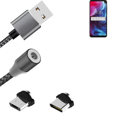 Magnet-Lade-Kabel für Archos Oxygen 68XL mit USB-Typ C und Micro-USB-Anschluss