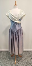 VINTAGE early 1980s Formal Tea Length dress teal satin 9/10
