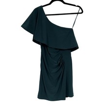 Xscape Teal Blue Ruffled One Shoulder Ruched Mini Dress Womens 4 Formal Bodycon