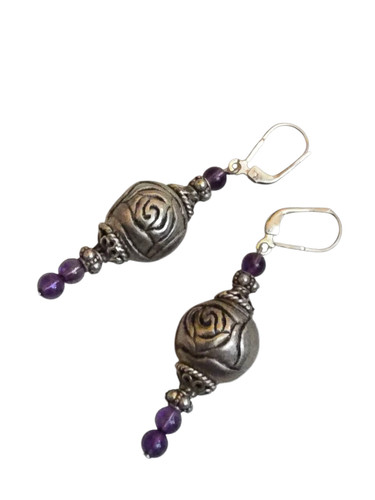 Pierced Flower Beaded Pierced Earrings (A9476)