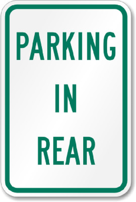 Parking In Rear Sign Weatherproof Aluminum 8x12 Outdoor Durable Metal