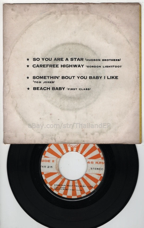 HUDSON BROTHERS /GORDON LIGHTFOOT /TOM JONES /FIRST CLASS THAI EP 7" THAILAND - Imagem 3 de 3