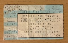 Guns N' Roses 1992/Metallica New York Giants Stadium boleto de concierto stub slash