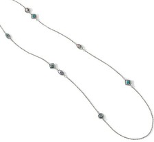 Brighton Halo Horizon Long Silver Necklace Pink Purple Blue Crystals NWT 98