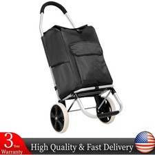 Foldable Shopping Cart Shopping Trolley with Wheels Oxford Waterproof Bag Black