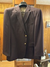 Stafford Men's Burgundy Blazer with Gold Buttons, 2-Button, 48L